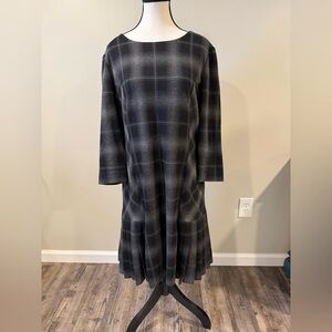 Tahari Plaid Pleated Dress